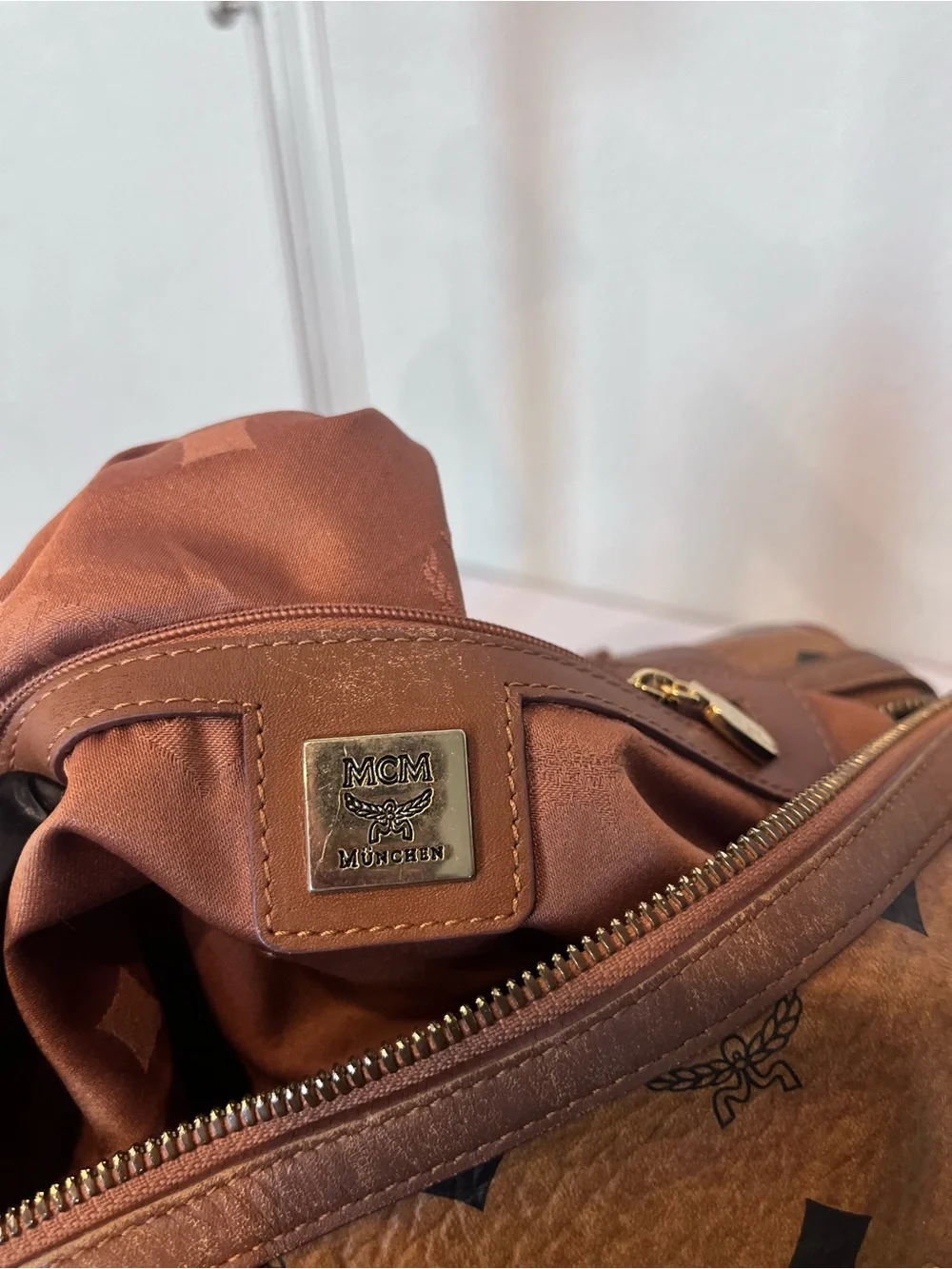 MCM CHARM BOSTON BAG.